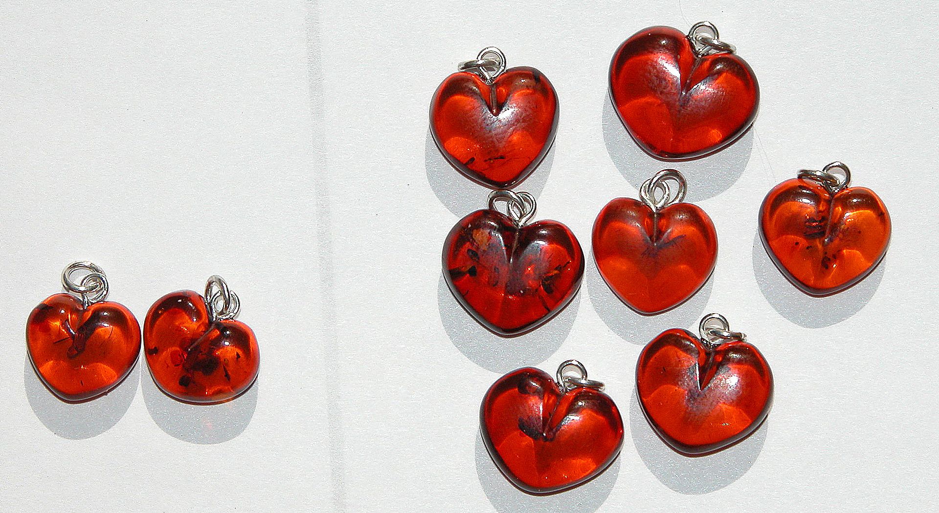 Baltic Amber Puffed Heart pendants
