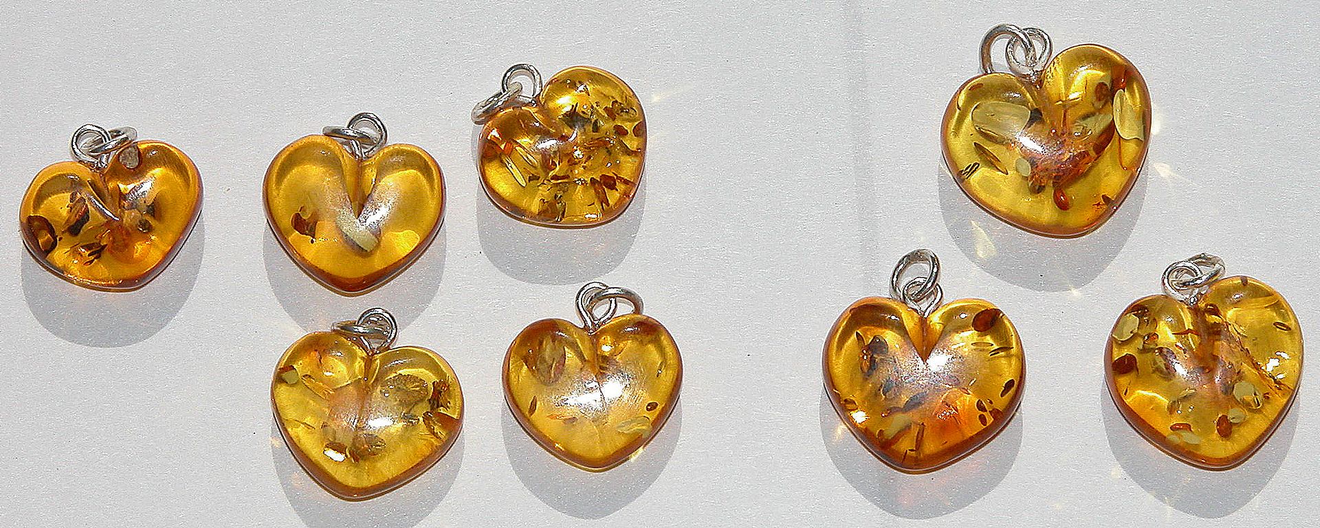 Baltic Amber Puffed Heart pendants